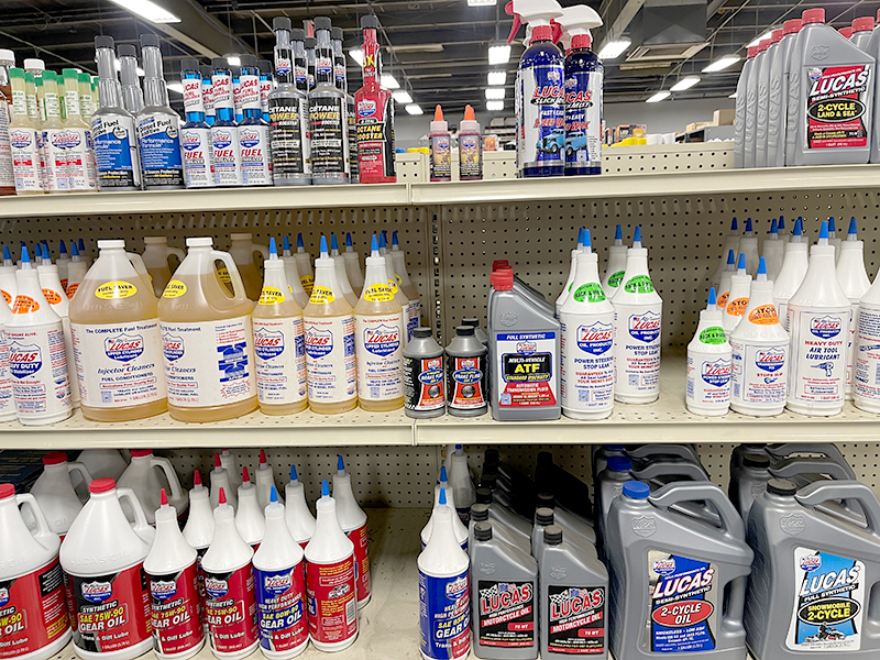 Lucas Oil Containers on Shelf